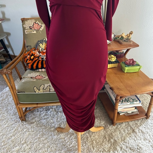 Retro Dress 1950s Style Leota Wiggle Pencil Burgundy Red S M Pinup 50s - Picture 5 of 7